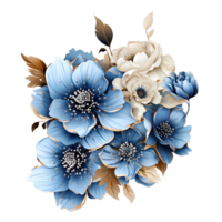 blauw bloem clipart, generatief ai png