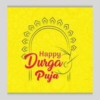 Happy durga puja festival greeting design template vector