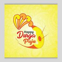 Happy durga puja festival greeting design template vector