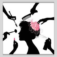 Vector beauty salon makeup women silhouette removable wall stickers