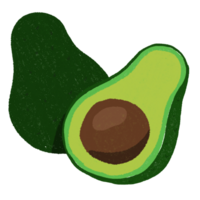 cute split avocado illustration png