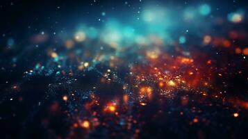 Abstract colorful glittering effect defocused design on dark background, shiny elegance fantasy bright color contrast with black concept, AI Generative photo