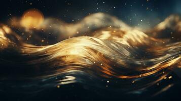 Abstract colorful glittering effect defocused design on dark background, shiny elegance fantasy bright color contrast with black concept, AI Generative photo
