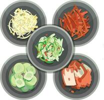 Top View Korean Side Dishes Illustration Vector