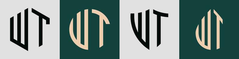 Creative simple Initial Letters WT Logo Designs Bundle. vector