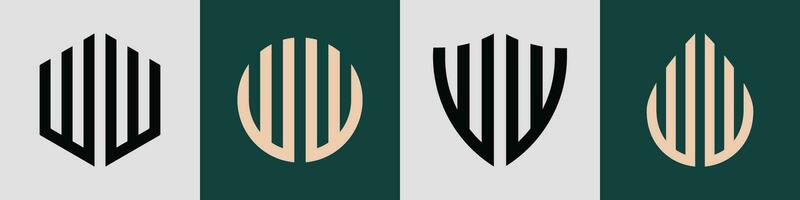 Creative simple Initial Letters WW Logo Designs Bundle. vector