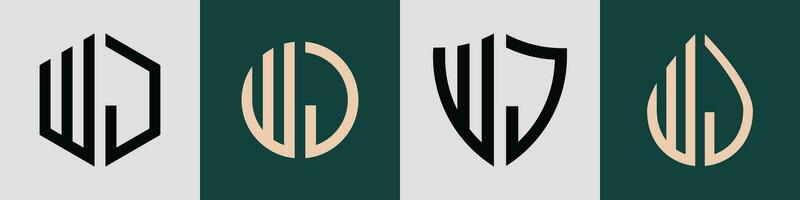 Creative simple Initial Letters WJ Logo Designs Bundle. vector