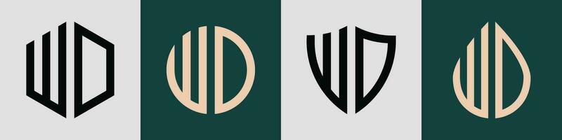 Creative simple Initial Letters WD Logo Designs Bundle. vector
