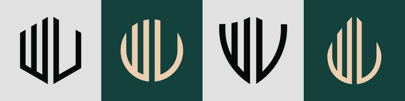 Creative simple Initial Letters WU Logo Designs Bundle. vector