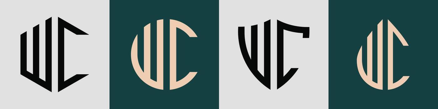 Creative simple Initial Letters WC Logo Designs Bundle. vector