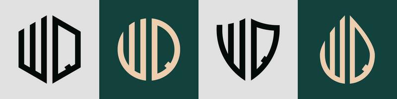 Creative simple Initial Letters WQ Logo Designs Bundle. vector