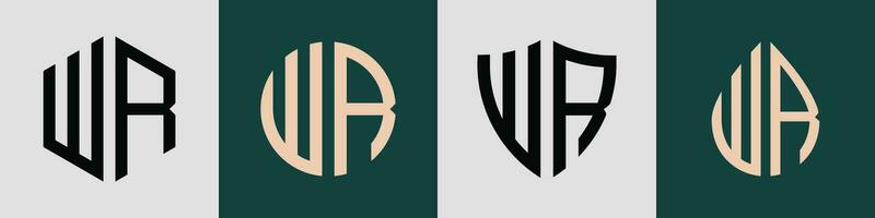 Creative simple Initial Letters WR Logo Designs Bundle. vector