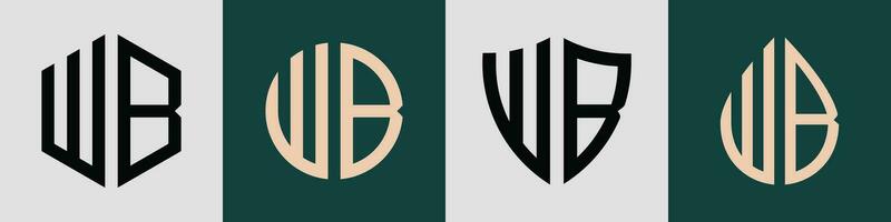 Creative simple Initial Letters WB Logo Designs Bundle. vector