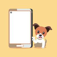 Cartoon character a jack russell terrier dog and smartphone vector