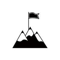 Flag on mountain top icon, vector sign, logo illustration eps