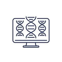 bioinformatics line icon, analysis of biological data vector
