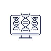 bioinformatics line icon, analysis of biological data vector