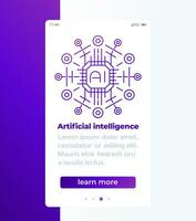 Artificial intelligence, AI mobile banner with line icon vector