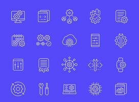 development, operation and hardware line icons, vector