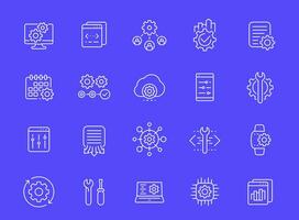 development, operation and hardware line icons, vector