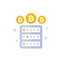 bitcoin minero vector icono, plano diseño