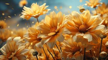 Yellow sunflower background ai photo