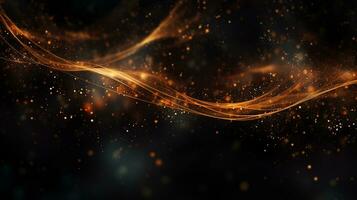 Abstract colorful glittering effect defocused design on dark background, shiny elegance fantasy bright color contrast with black concept, AI Generative photo