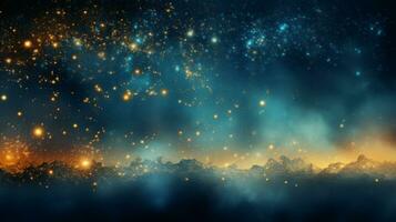 Abstract colorful glittering effect defocused design on dark background, shiny elegance fantasy bright color contrast with black concept, AI Generative photo