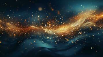 Abstract colorful glittering effect defocused design on dark background, shiny elegance fantasy bright color contrast with black concept, AI Generative photo