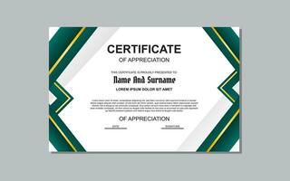 certificate template with green color elegant style for awards. vector