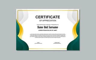 certificate template with green color elegant style for awards. vector