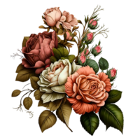 magnifique Naturel rouge Rose fleurs bouquet ai génératif png