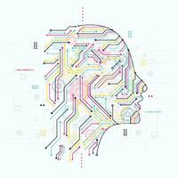 Artificial intelligence geometric Human head outline with circuit board. Technology and engineering concept background. ChatGPT and AI. Vector illustration