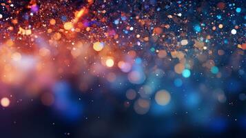 Abstract colorful glittering effect defocused design on dark background, shiny elegance fantasy bright color contrast with black concept, AI Generative photo