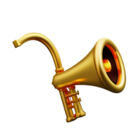 illustration de trompette d'or 3d de noël png