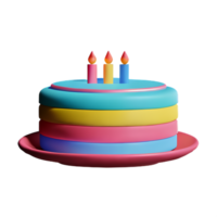 anniversaire gâteau 3d le rendu icône illustration png