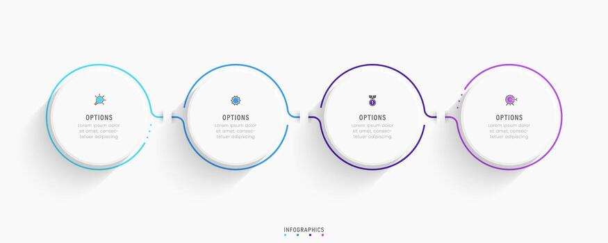 plantilla de diseño de etiquetas infográficas vectoriales con iconos y 4 opciones o pasos. se puede utilizar para diagramas de proceso, presentaciones, diseño de flujo de trabajo, banner, diagrama de flujo, gráfico de información. vector