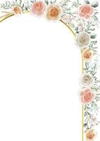 Shades of Peach, Soft Orange and White Roses Flower Frame Background vector