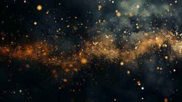 Abstract colorful glittering effect defocused design on dark background, shiny elegance fantasy bright color contrast with black concept, AI Generative photo