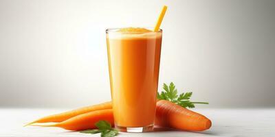 close up of Fresh Carrot Juice with vegetables, isolated on white background, copy space, AI Generative photo