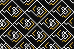 Abstract geometric pattern with lines, rhombuses A seamless vector background. Blue-black and gold texture