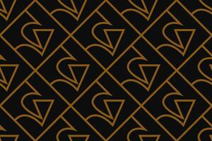 Abstract geometric pattern with lines, rhombuses A seamless vector background. Blue-black and gold texture