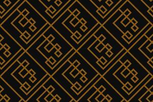 Abstract geometric pattern with lines, rhombuses A seamless vector background. Blue-black and gold texture