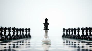 ajedrez juego utilizar estrategias a reglas el junta, decisión haciendo fósforo, ajedrez pedazo aislado en blanco fondo, ai generado foto