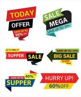 Retail sale tags. Cheap price flyer, best offer price and big sale pricing tag badge design. Limited sales offer label or store discount banner card isolated vector icons collection