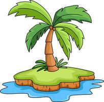 Tropical island with palm tree vector