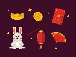 Flat Elements of Chinese New Year Vector Illustration Design.