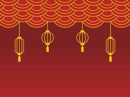 Happy Chinese New Year Ornament with Traditional Lantern vector illustration Design.