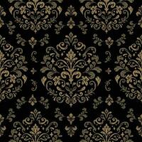 Brown And Gold Damask Seamless Vintage Pattern. Elegant Design in Royal Baroque Style Background Texture. Floral and Swirl Element. Brown Colors. Ideal for Textile Print and Wallpapers. vector