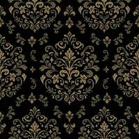 Brown And Gold Damask Seamless Vintage Pattern. Elegant Design in Royal Baroque Style Background Texture. Floral and Swirl Element. Brown Colors. Ideal for Textile Print and Wallpapers. vector